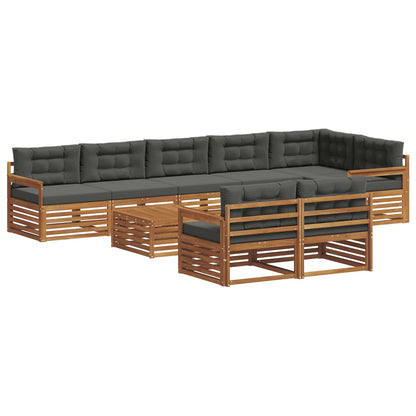 Set di divani da esterno con cuscino 9 pcs Naturale e Antracite | homemem39