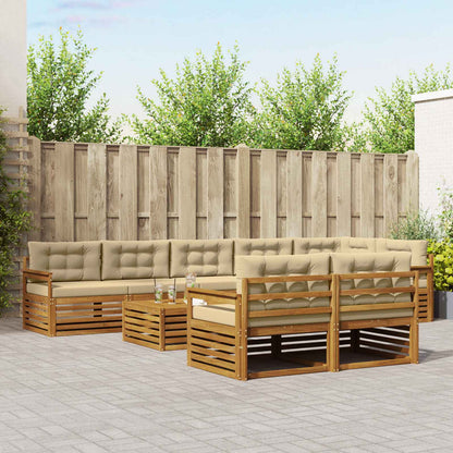 Set di divani da esterno con cuscino 9 pcs Naturale e Beige | homemem39