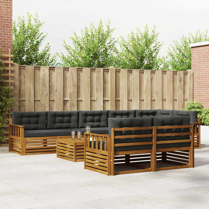 Set di divani da esterno con cuscino 9 pcs Naturale e Antracite