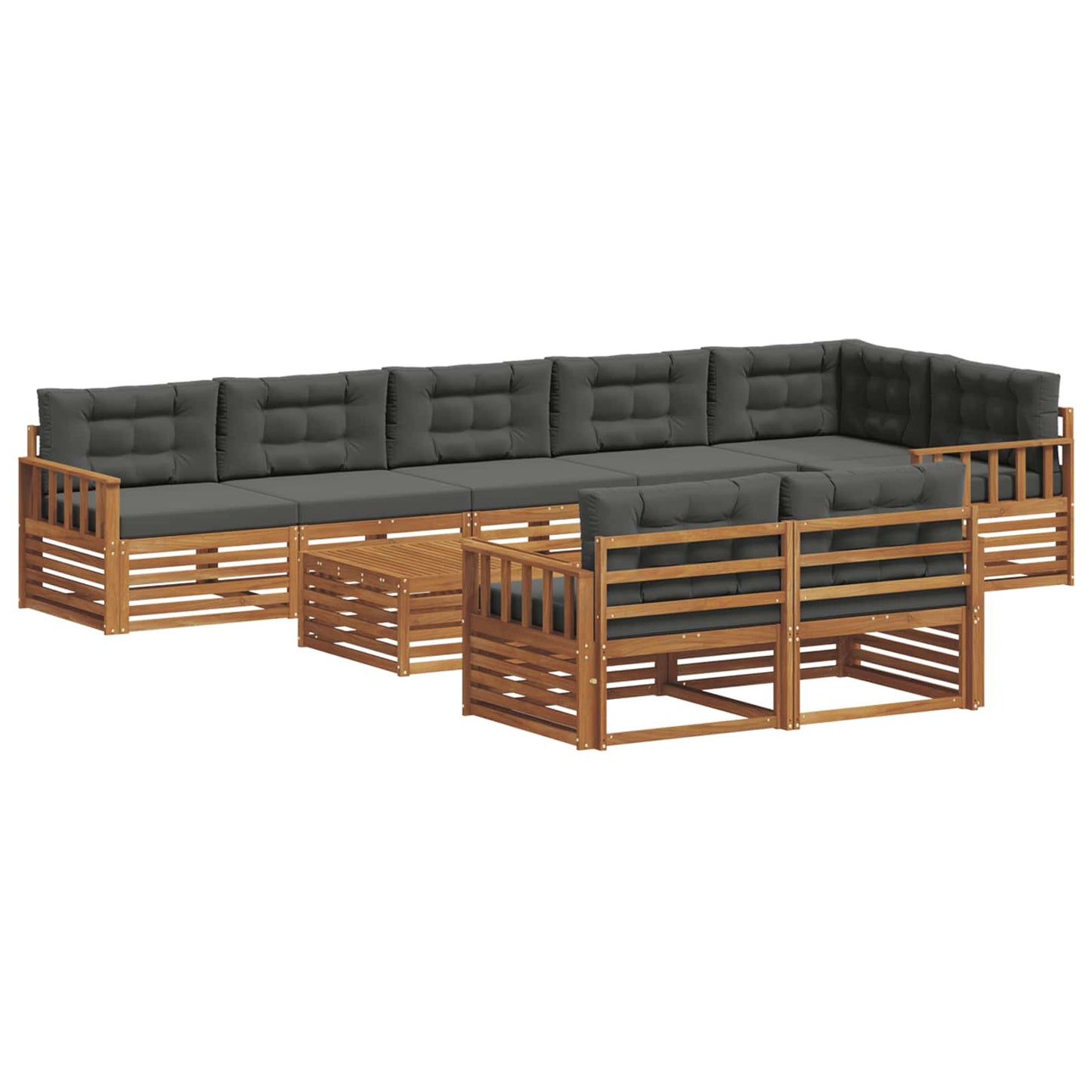 Set di divani da esterno con cuscino 9 pcs Naturale e Antracite