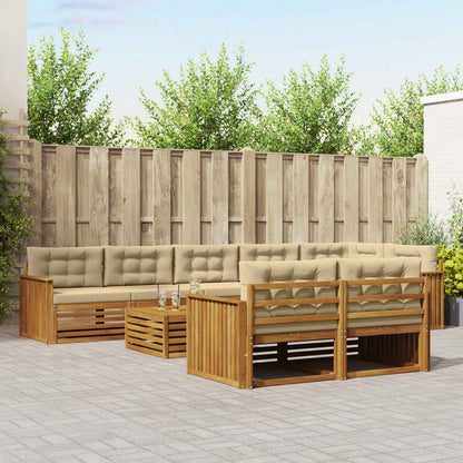 Set di divani da esterno con cuscino 9 pcs Naturale e Beige