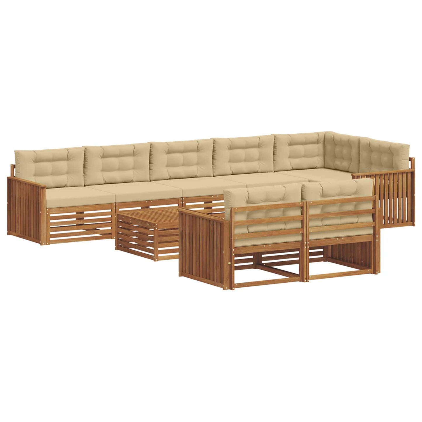 Set di divani da esterno con cuscino 9 pcs Naturale e Beige