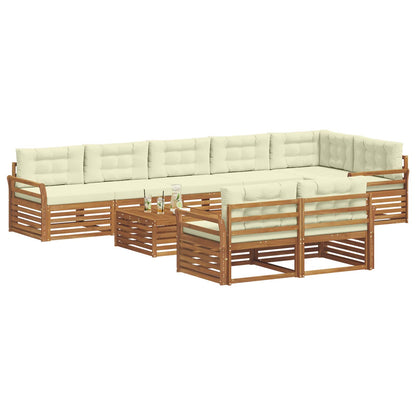 Set di divani da esterno 9 pz Naturale e Crema
