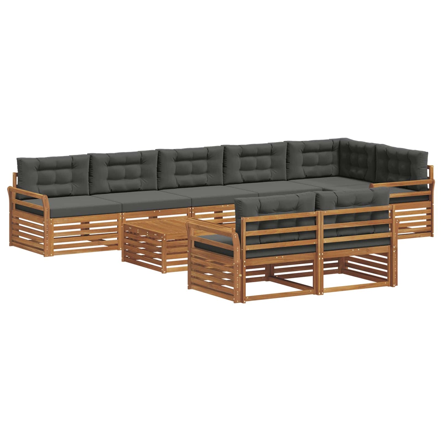 Set di divani da esterno con cuscino 9 pcs Naturale e Antracite | homemem39