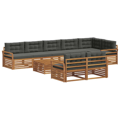 Set di divani da esterno con cuscino 9 pcs Naturale e Antracite | homemem39