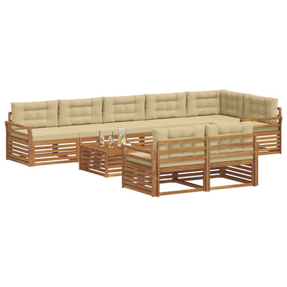 Set di divani da esterno con cuscino 9 pcs Naturale e Beige | homemem39