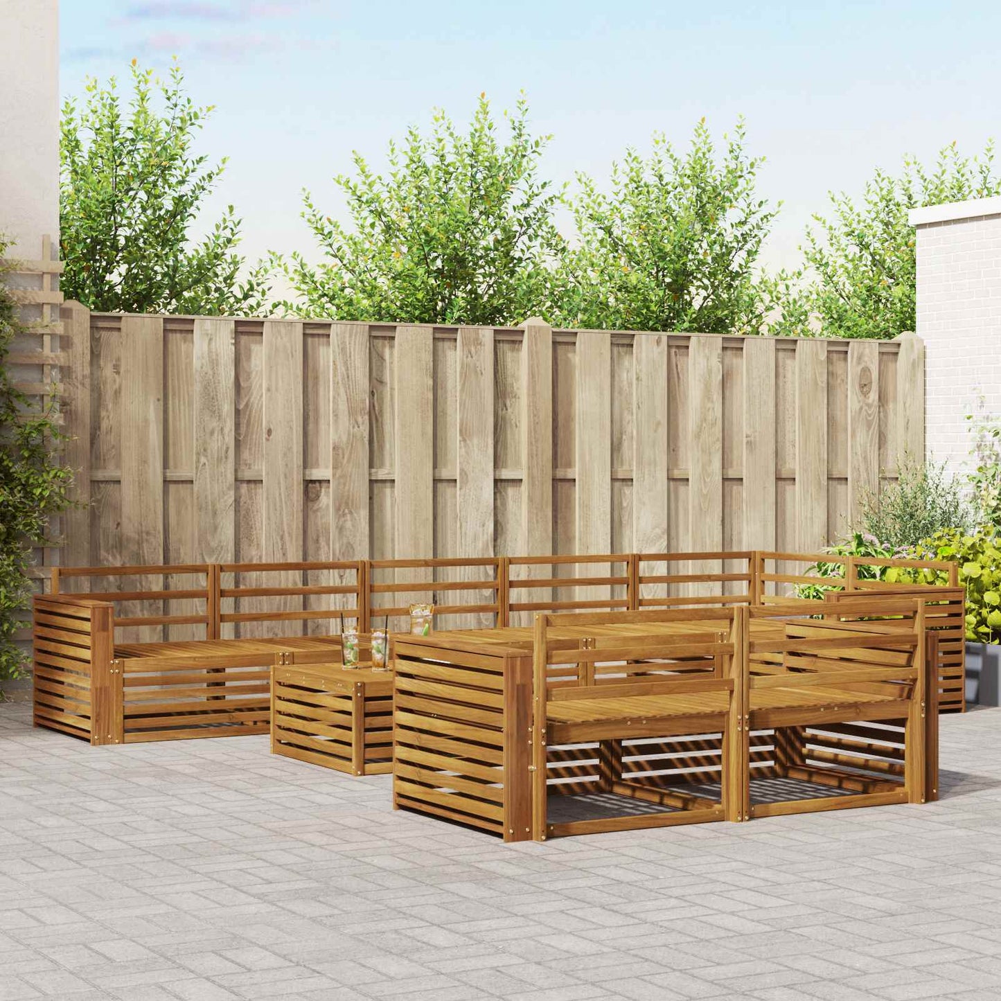 Set di divani da esterno 9 pcs Naturale