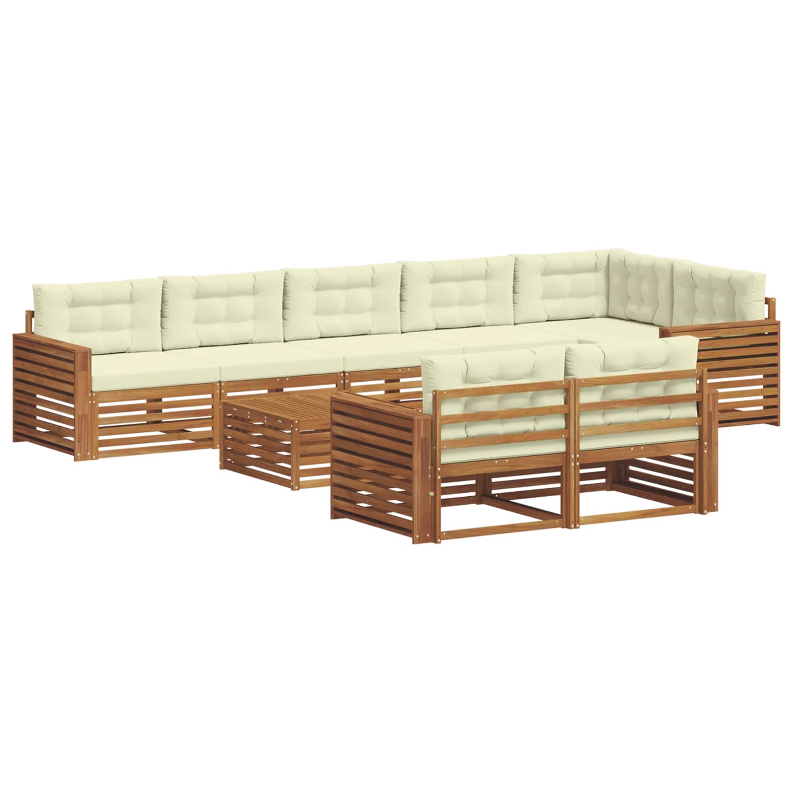 Set di divani da esterno con cuscino 9 pcs Naturale e Crema | homemem39