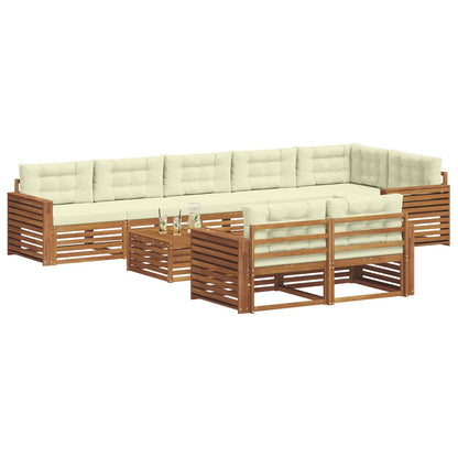 Set di divani da esterno con cuscino 9 pcs Naturale e Crema | homemem39