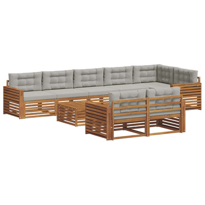Set di divani da esterno 9 pcs Grigio Naturale e Chiaro | homemem39