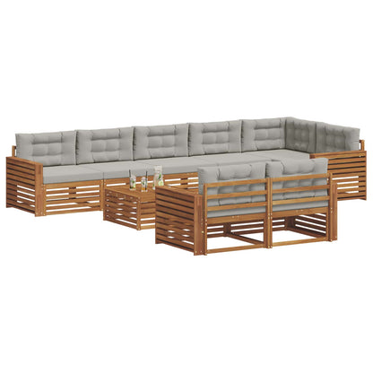 Set di divani da esterno 9 pcs Grigio Naturale e Chiaro | homemem39