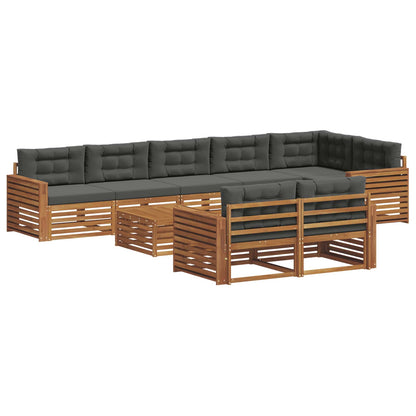 Set di divani da esterno con cuscino 9 pcs Naturale e Antracite | homemem39
