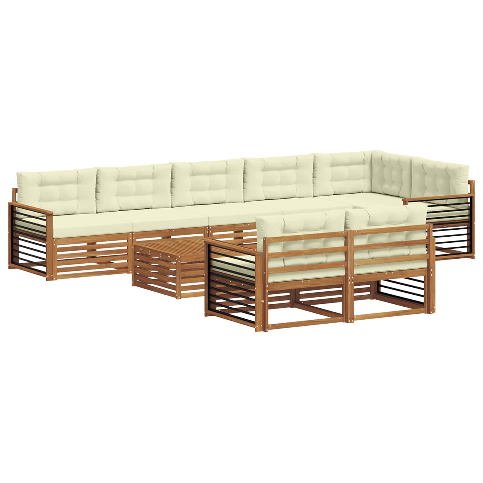Set di divani da esterno con cuscino 9 pcs Naturale e Crema | homemem39