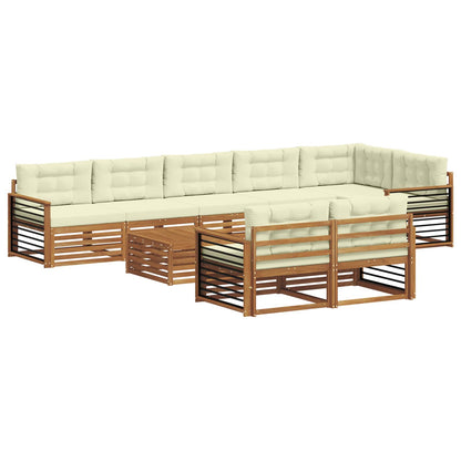Set di divani da esterno con cuscino 9 pcs Naturale e Crema | homemem39