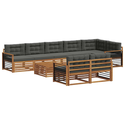 Set di divani da esterno con cuscino 9 pcs Naturale e Antracite | homemem39