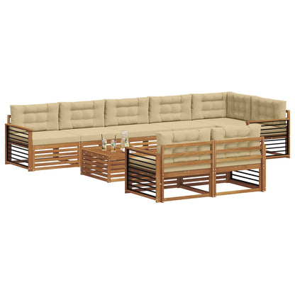 Set di divani da esterno con cuscino 9 pcs Naturale e Beige | homemem39