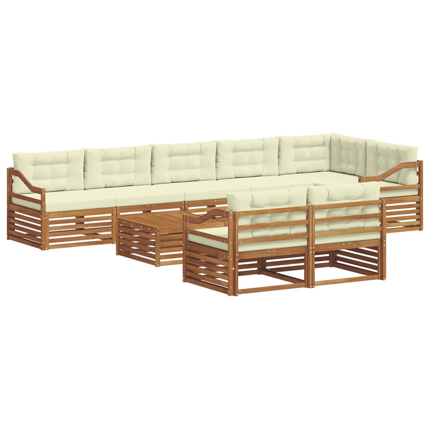 Set di divani da esterno con cuscino 9 pcs Naturale e Crema | homemem39