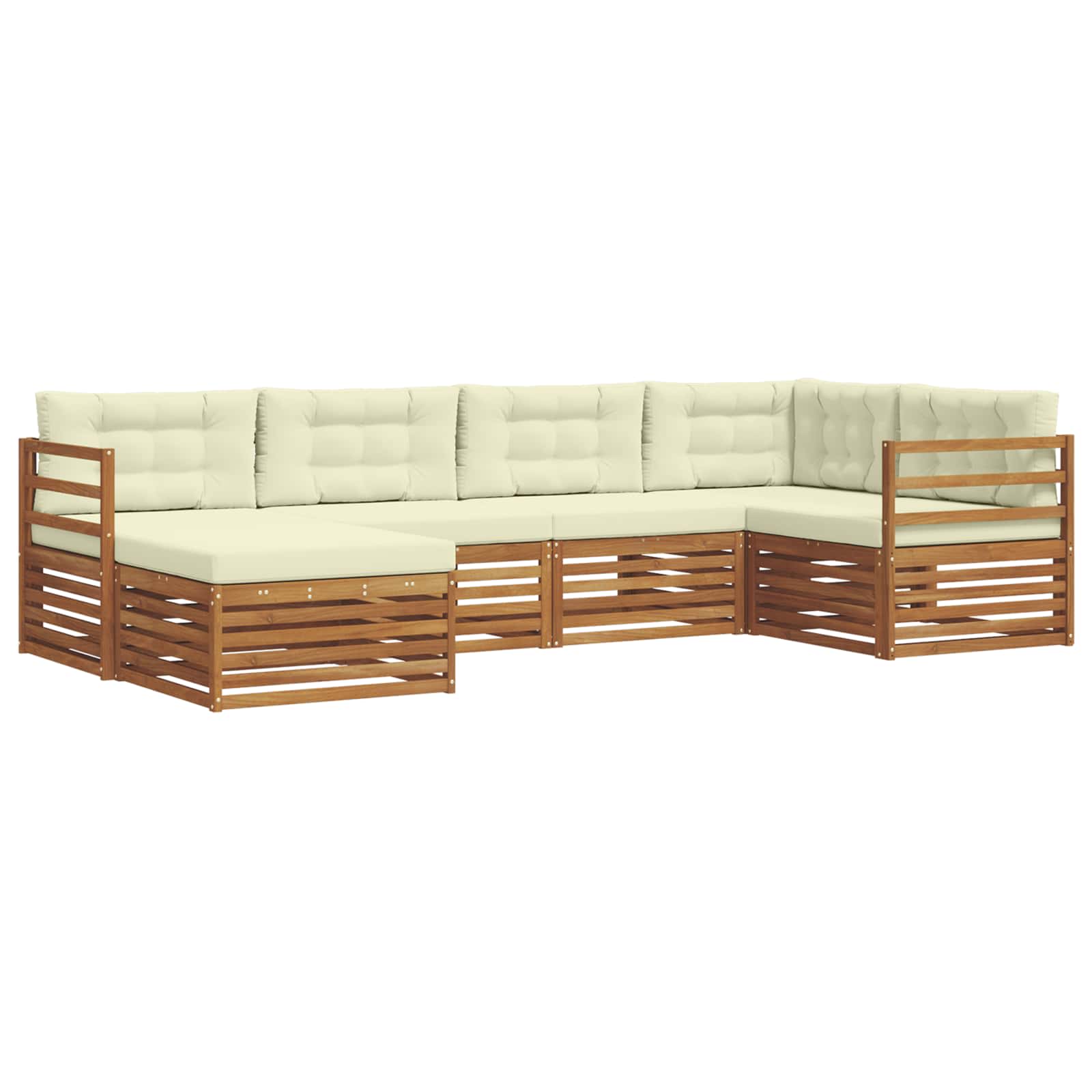 Set di divani da esterno con cuscino 6 pcs Naturale e Crema | homemem39