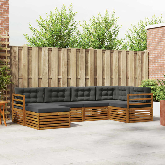 Set di divani da esterno con cuscino 6 pcs Naturale e Antracite | homemem39