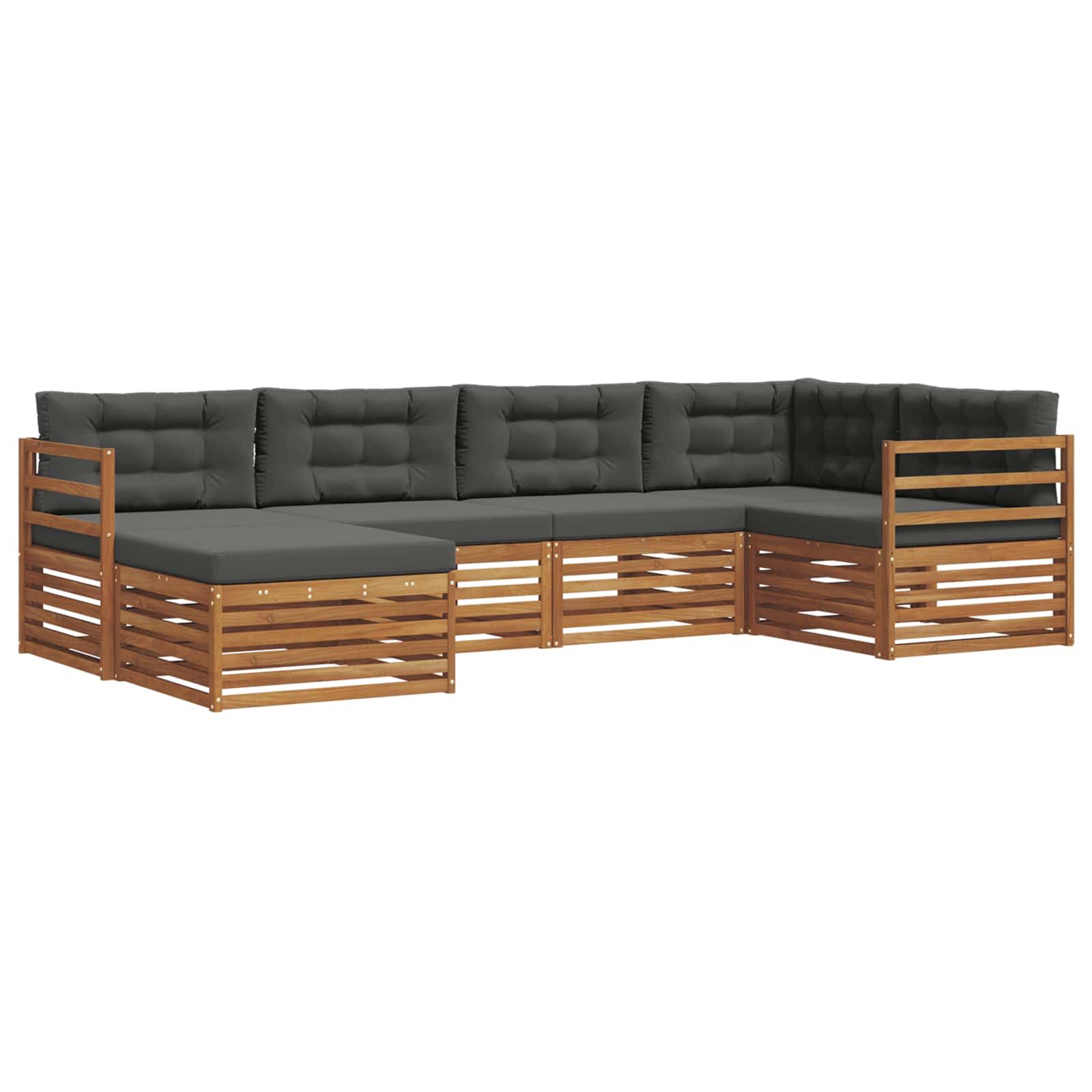 Set di divani da esterno con cuscino 6 pcs Naturale e Antracite | homemem39