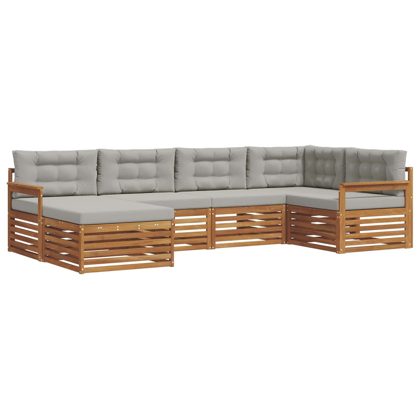 Set di divani da esterno 6 pcs Grigio Naturale e Chiaro | homemem39