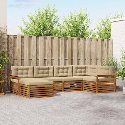 Set di divani da esterno con cuscino 6 pcs Naturale e Beige | homemem39