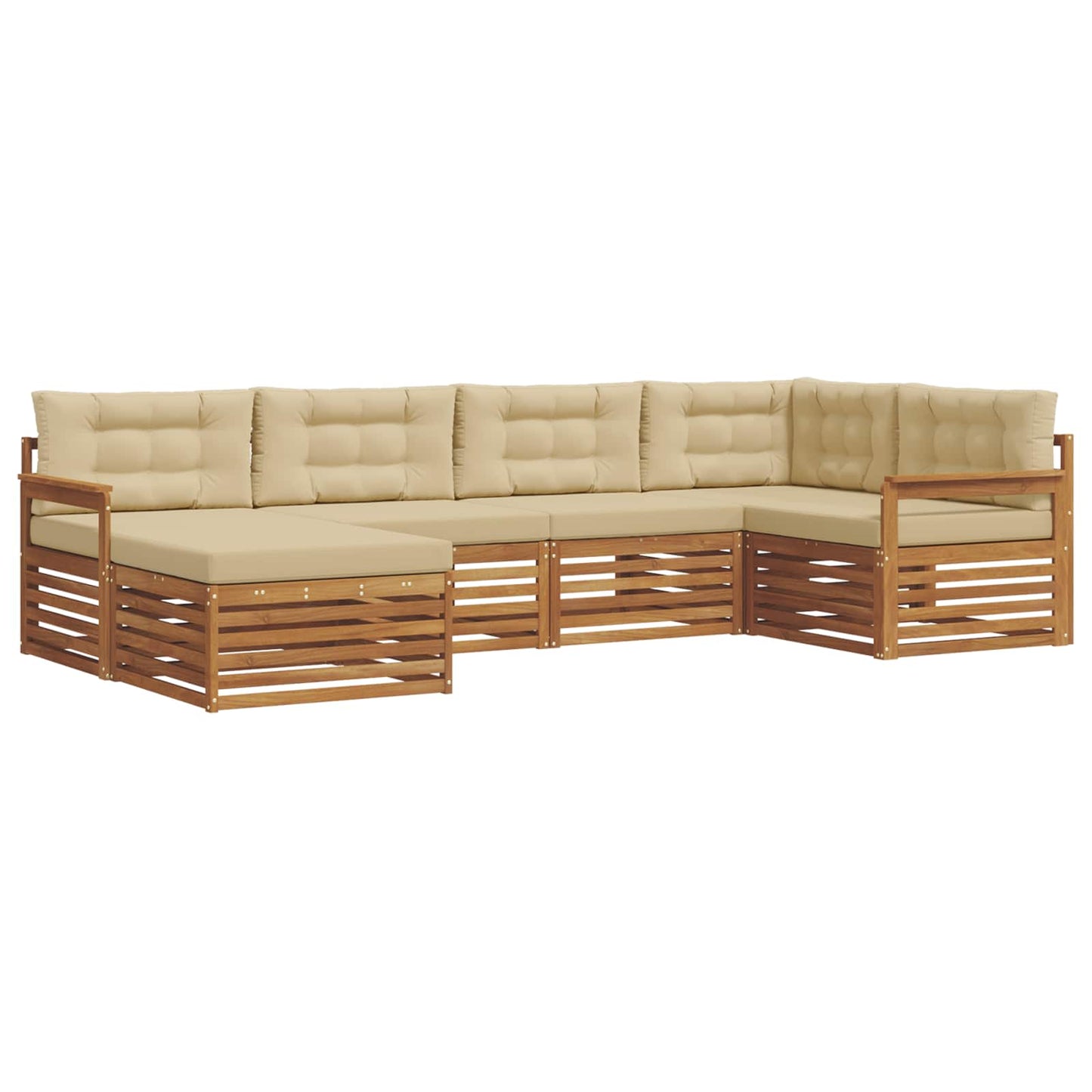 Set di divani da esterno con cuscino 6 pcs Naturale e Beige | homemem39