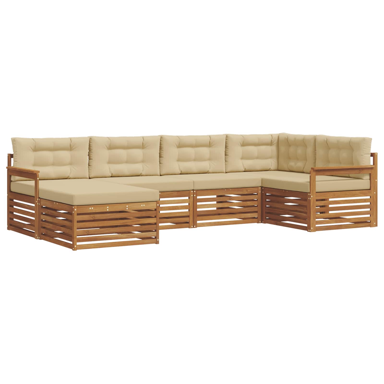 Set di divani da esterno con cuscino 6 pcs Naturale e Beige | homemem39