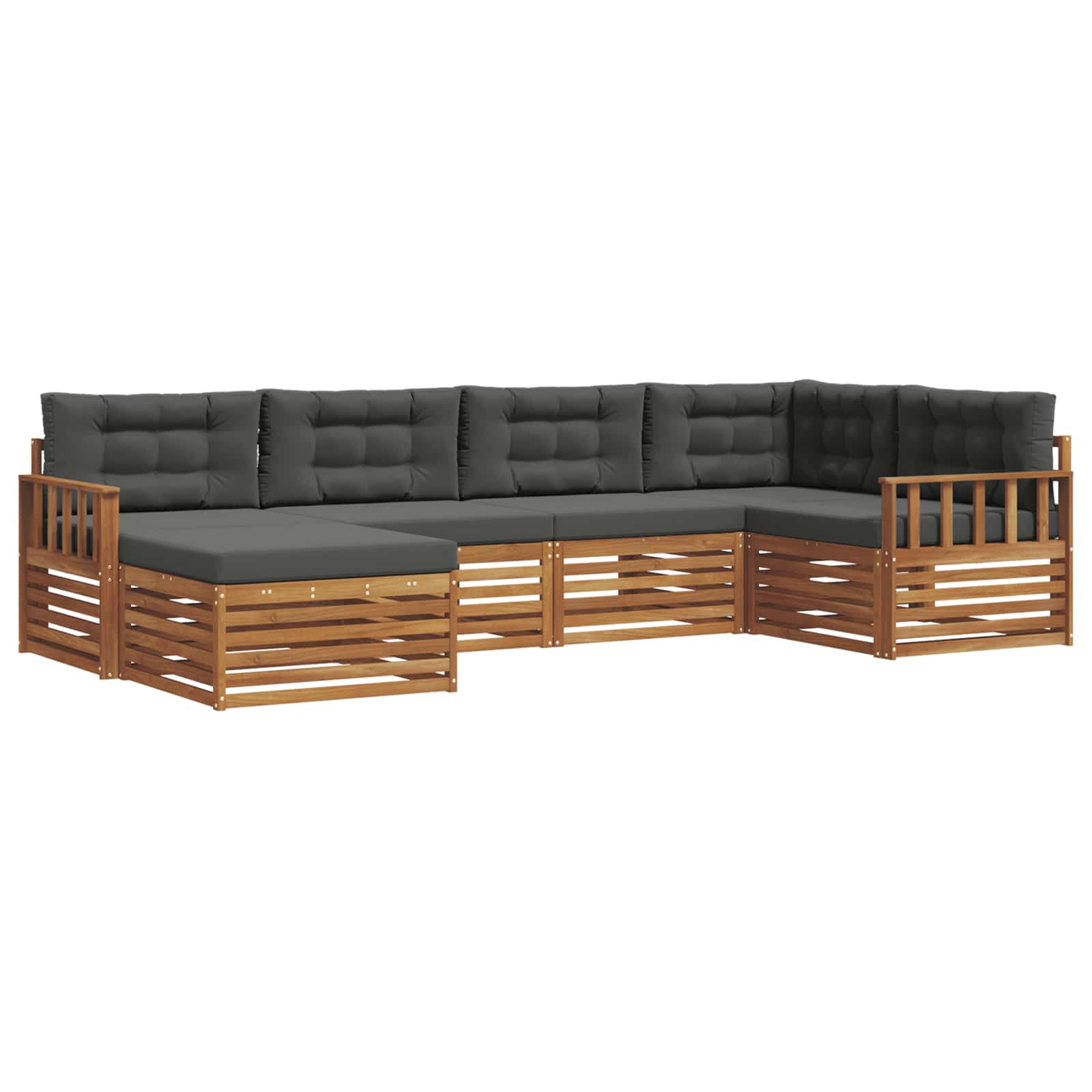 Set di divani da esterno con cuscino 6 pcs Naturale e Antracite | homemem39