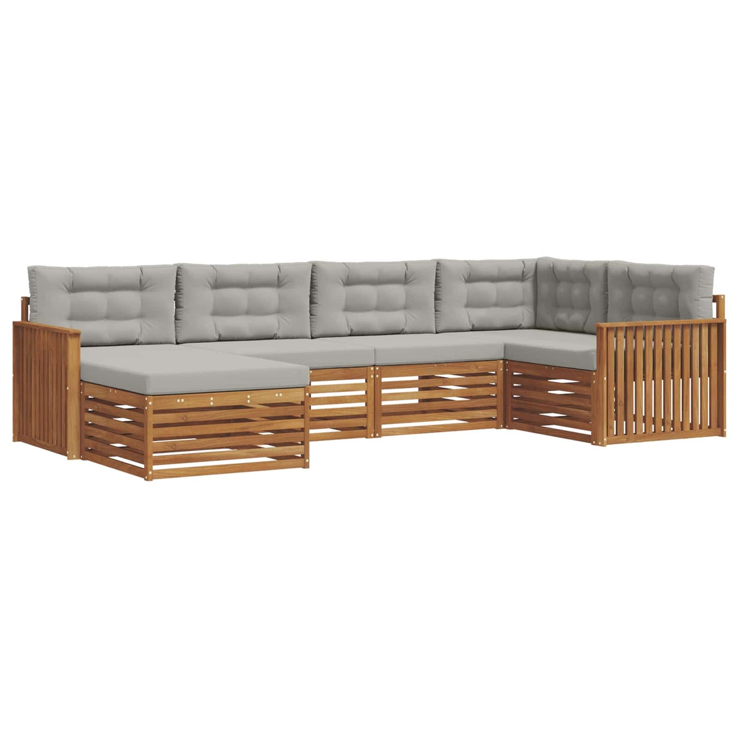 Set di divani da esterno 6 pcs Grigio Naturale e Chiaro | homemem39