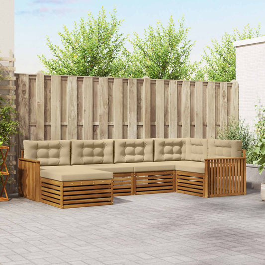 Set di divani da esterno con cuscino 6 pcs Naturale e Beige