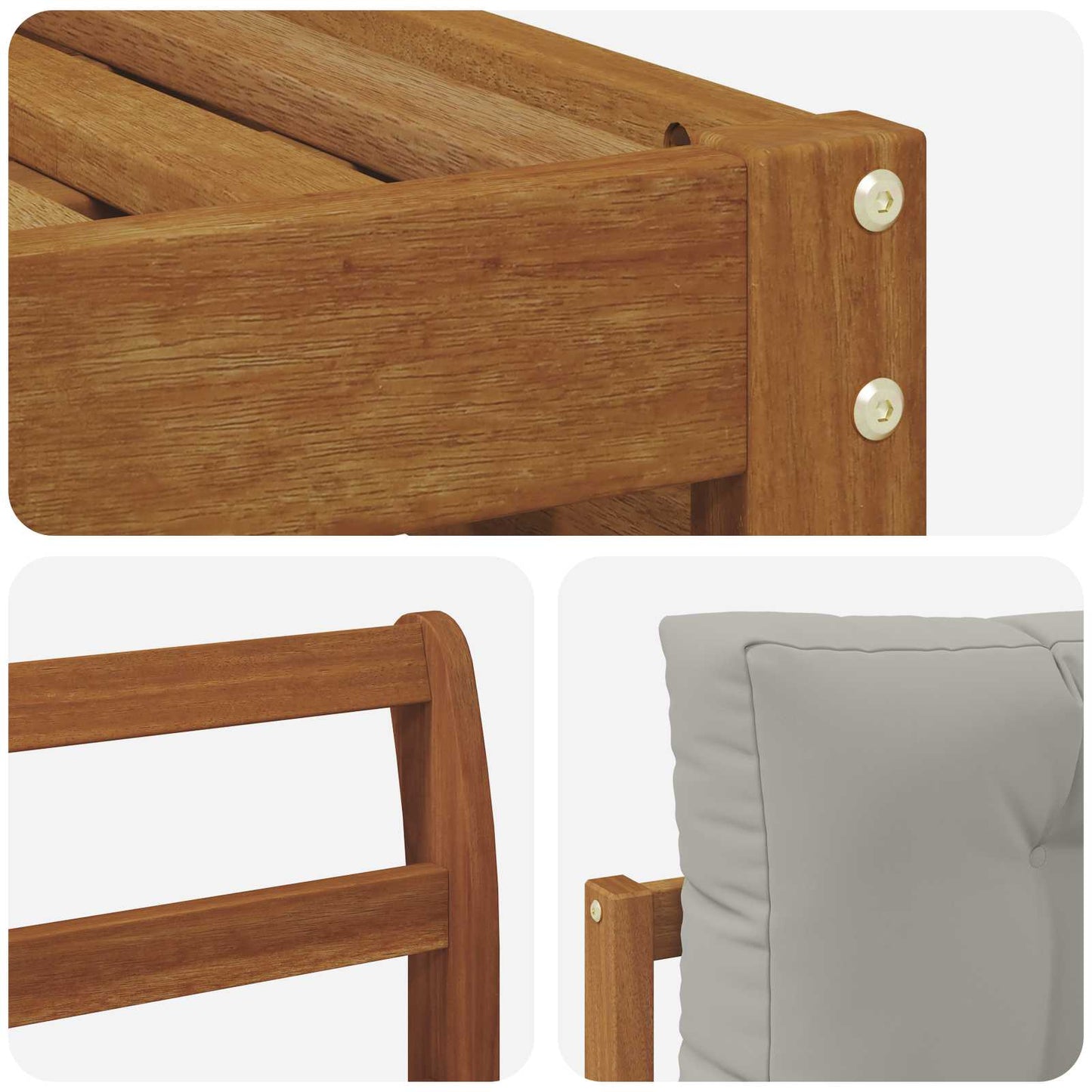Set di divani da esterno 6 pcs Grigio Naturale e Chiaro