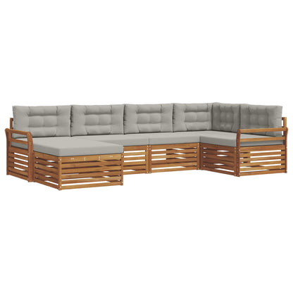 Set di divani da esterno 6 pcs Grigio Naturale e Chiaro