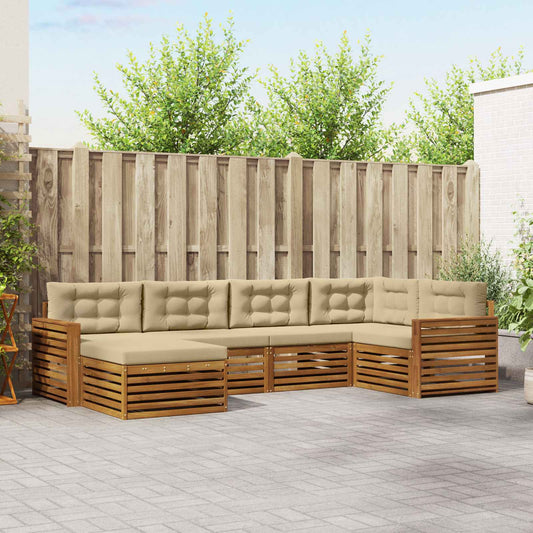 Set di divani da esterno con cuscino 6 pcs Naturale e Beige | homemem39