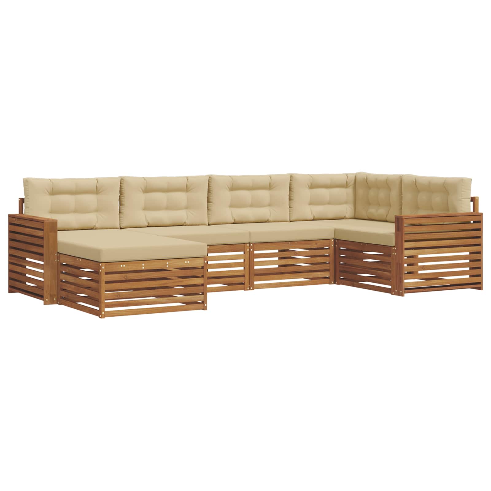Set di divani da esterno con cuscino 6 pcs Naturale e Beige | homemem39