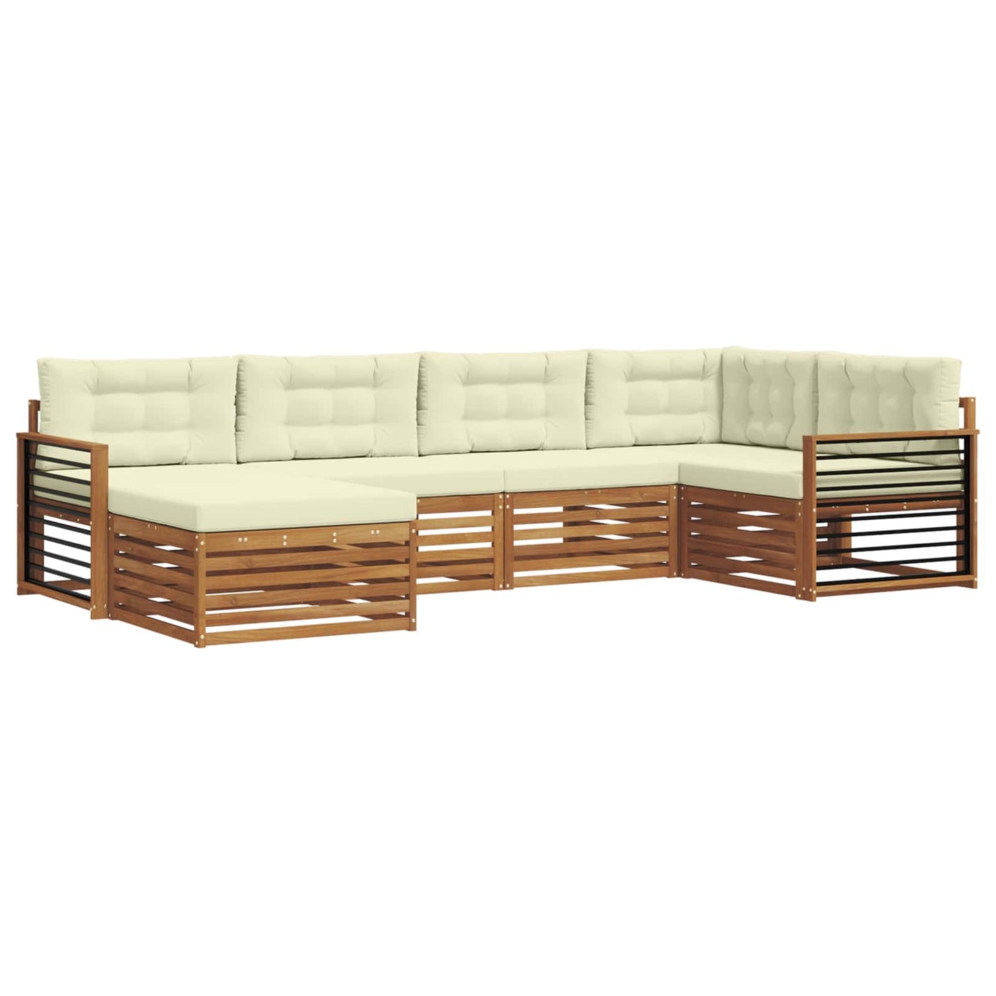 Set di divani da esterno con cuscino 6 pcs Naturale e Crema