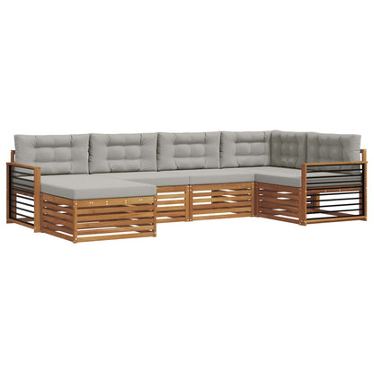 Set di divani da esterno 6 pz Grigio Naturale e Chiaro