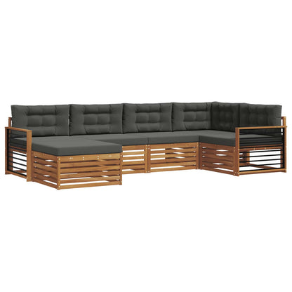 Set di divani da esterno con cuscino 6 pcs Naturale e Antracite | homemem39