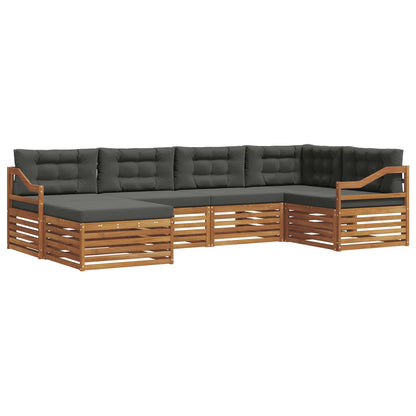 Set di divani da esterno con cuscino 6 pcs Naturale e Antracite