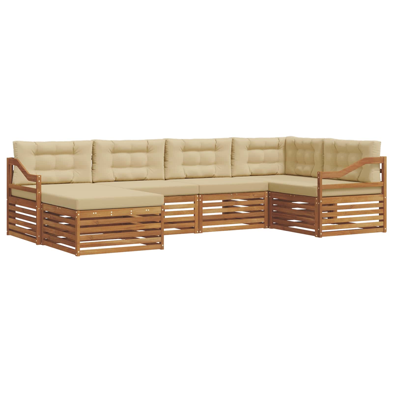 Set di divani da esterno con cuscino 6 pcs Naturale e Beige | homemem39