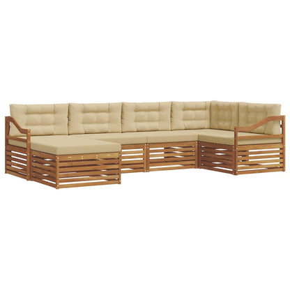 Set di divani da esterno con cuscino 6 pcs Naturale e Beige | homemem39