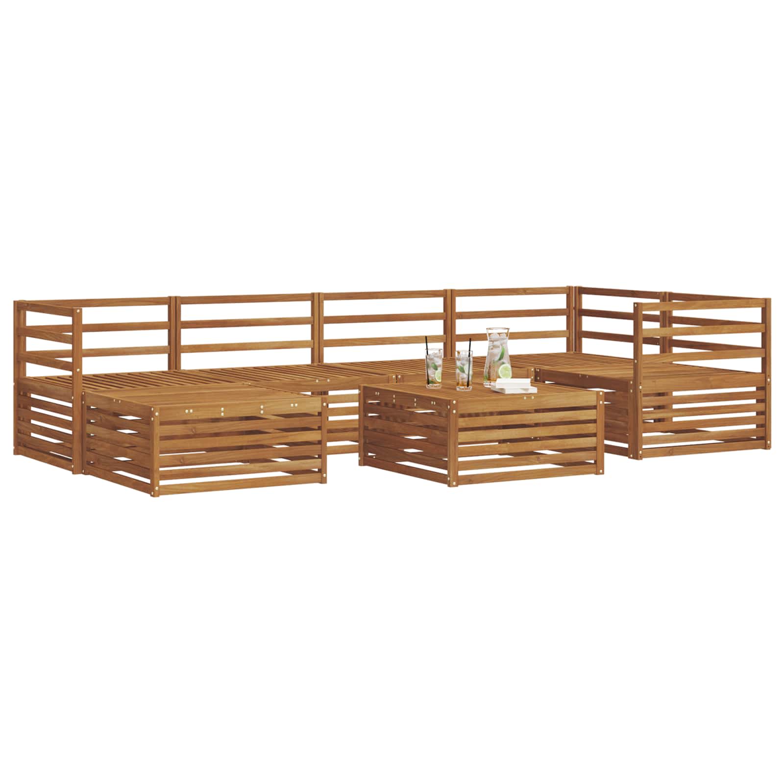 Set di divani da esterno 7 pcs Naturale | homemem39