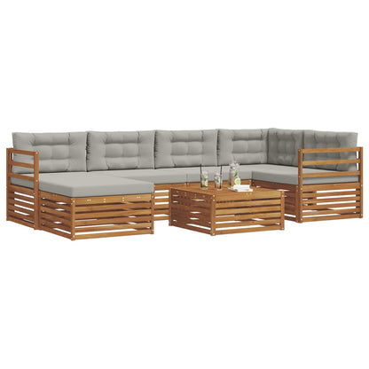 Set di divani da esterno 7 pcs Grigio Naturale e Chiaro | homemem39