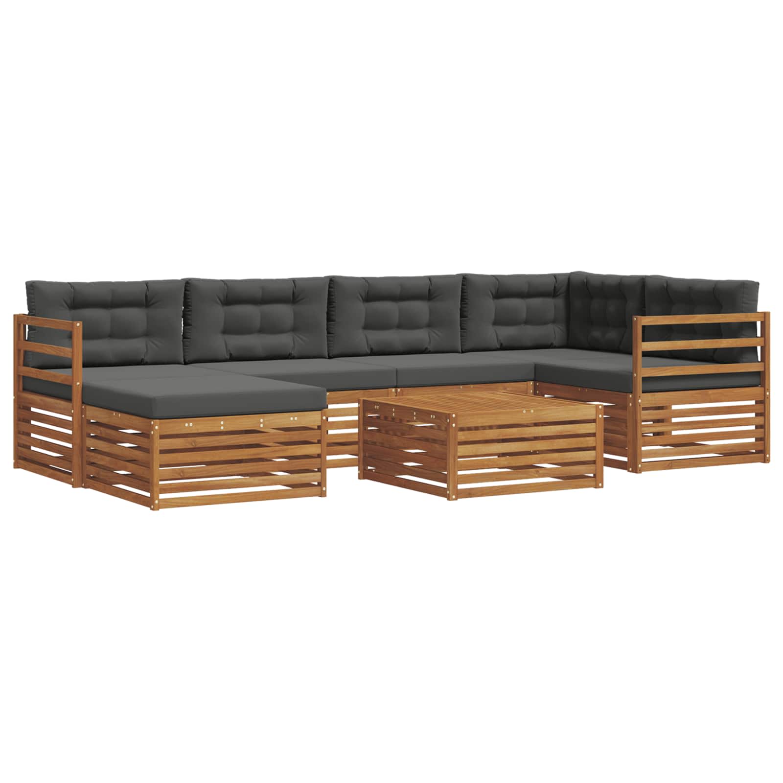 Set di divani da esterno con cuscino 7 pcs Naturale e Antracite | homemem39