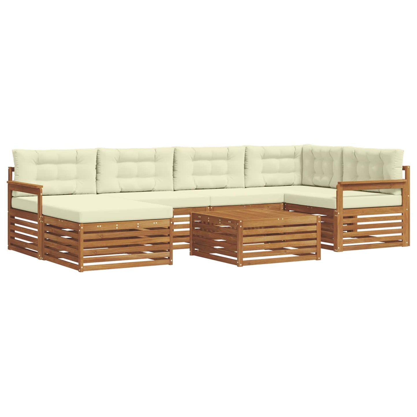 Set di divani da esterno con cuscino 7 pcs Naturale e Crema | homemem39