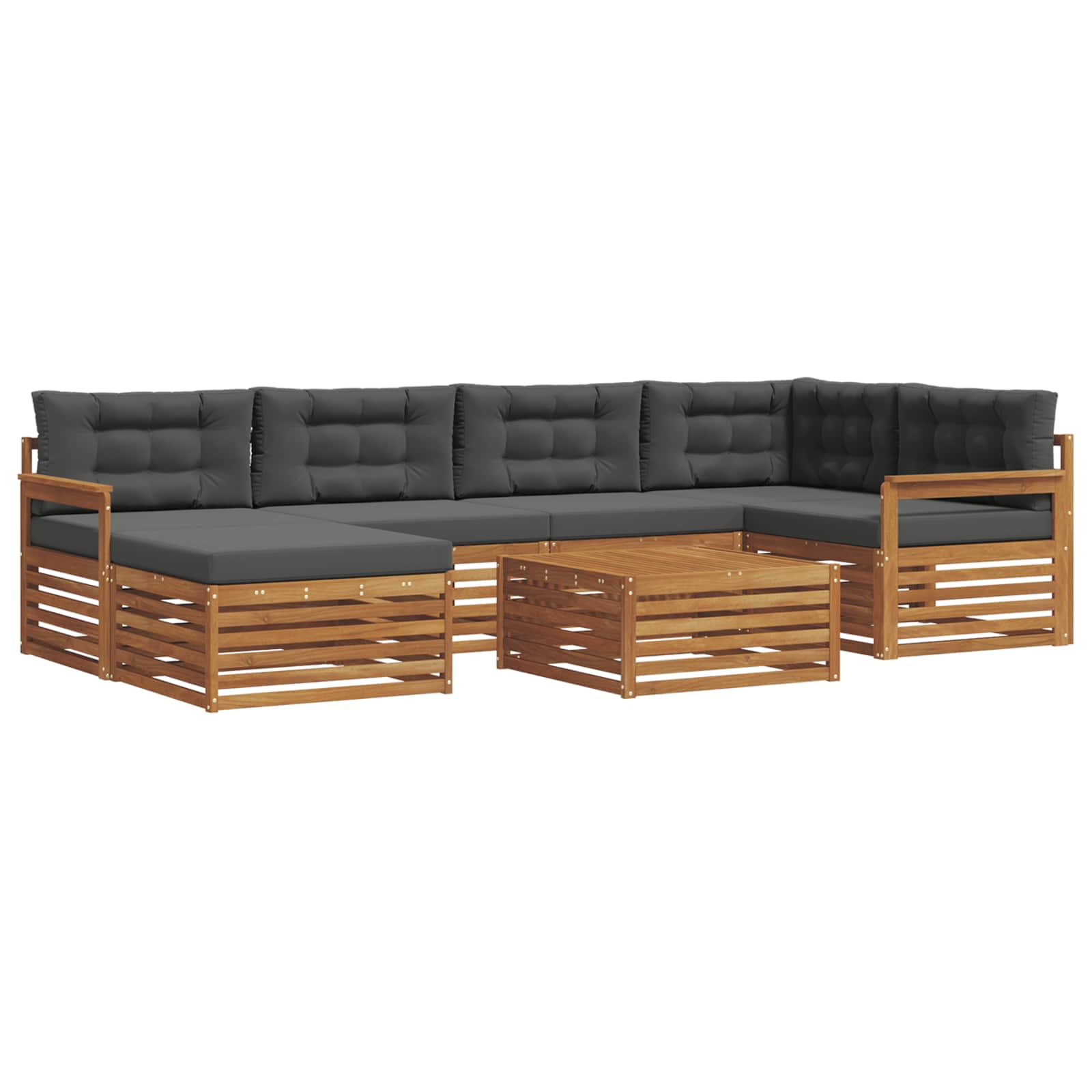 Set di divani da esterno con cuscino 7 pcs Naturale e Antracite | homemem39