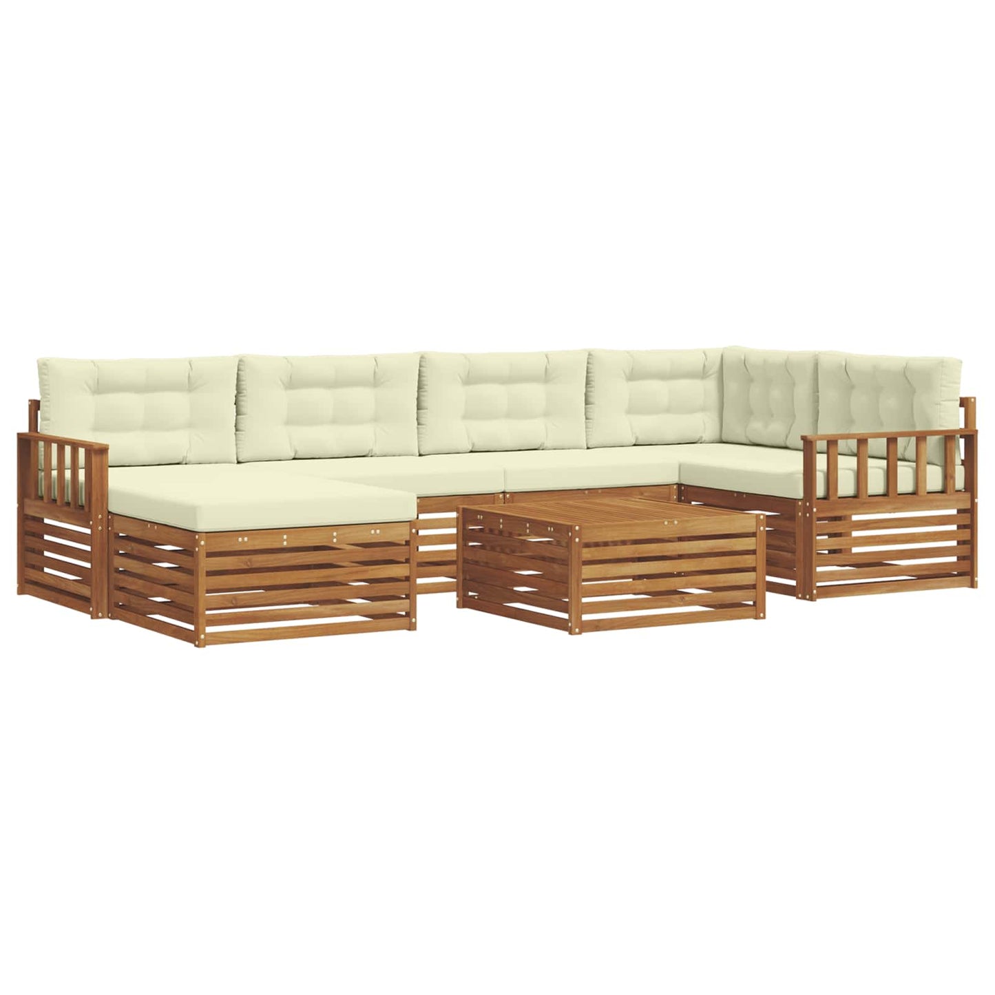 Set di divani da esterno con cuscino 7 pcs Naturale e Crema