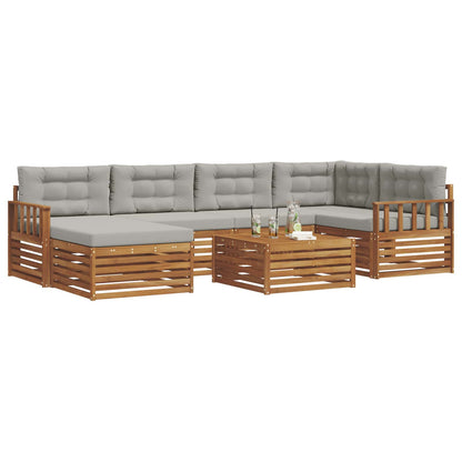 Set di divani da esterno 7 pcs Grigio Naturale e Chiaro