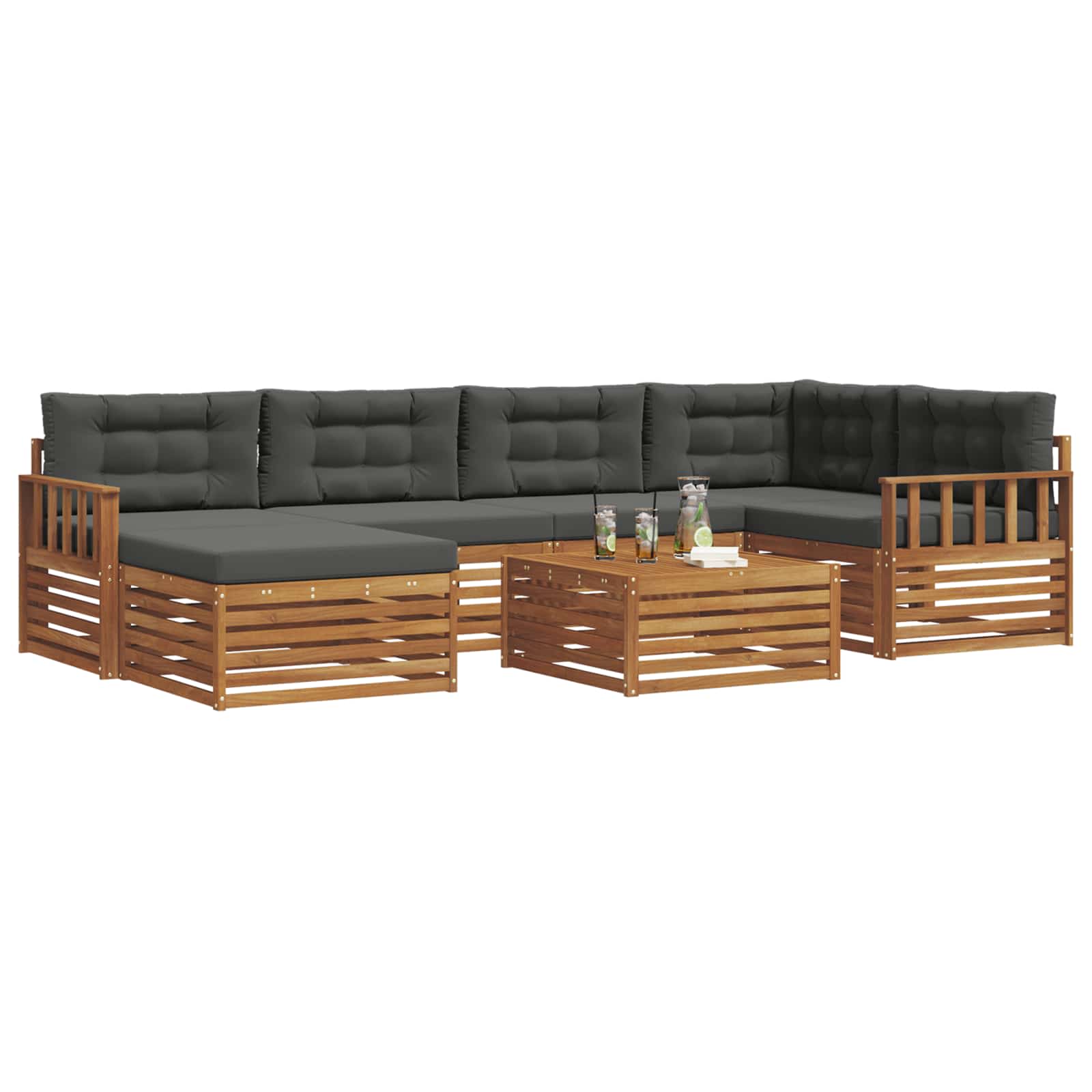 Set di divani da esterno con cuscino 7 pcs Naturale e Antracite | homemem39