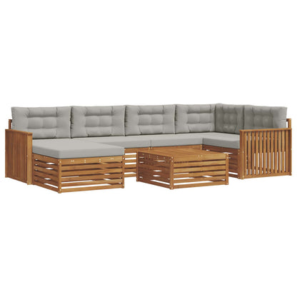 Set di divani da esterno 7 pcs Grigio Naturale e Chiaro | homemem39